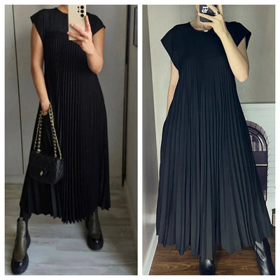 Sabrine™ - Women's Pleated Dress with Color Details