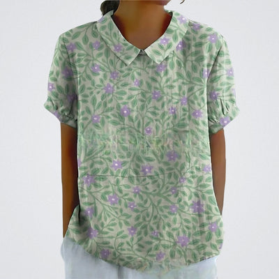 Linda | Floral linen blouse