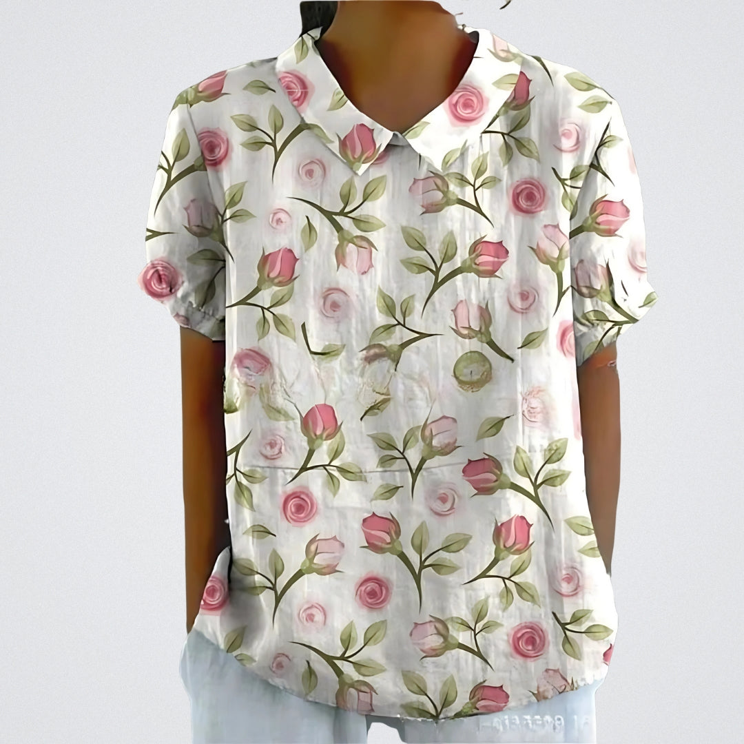 Linda | Floral linen blouse