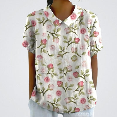 Linda | Floral linen blouse