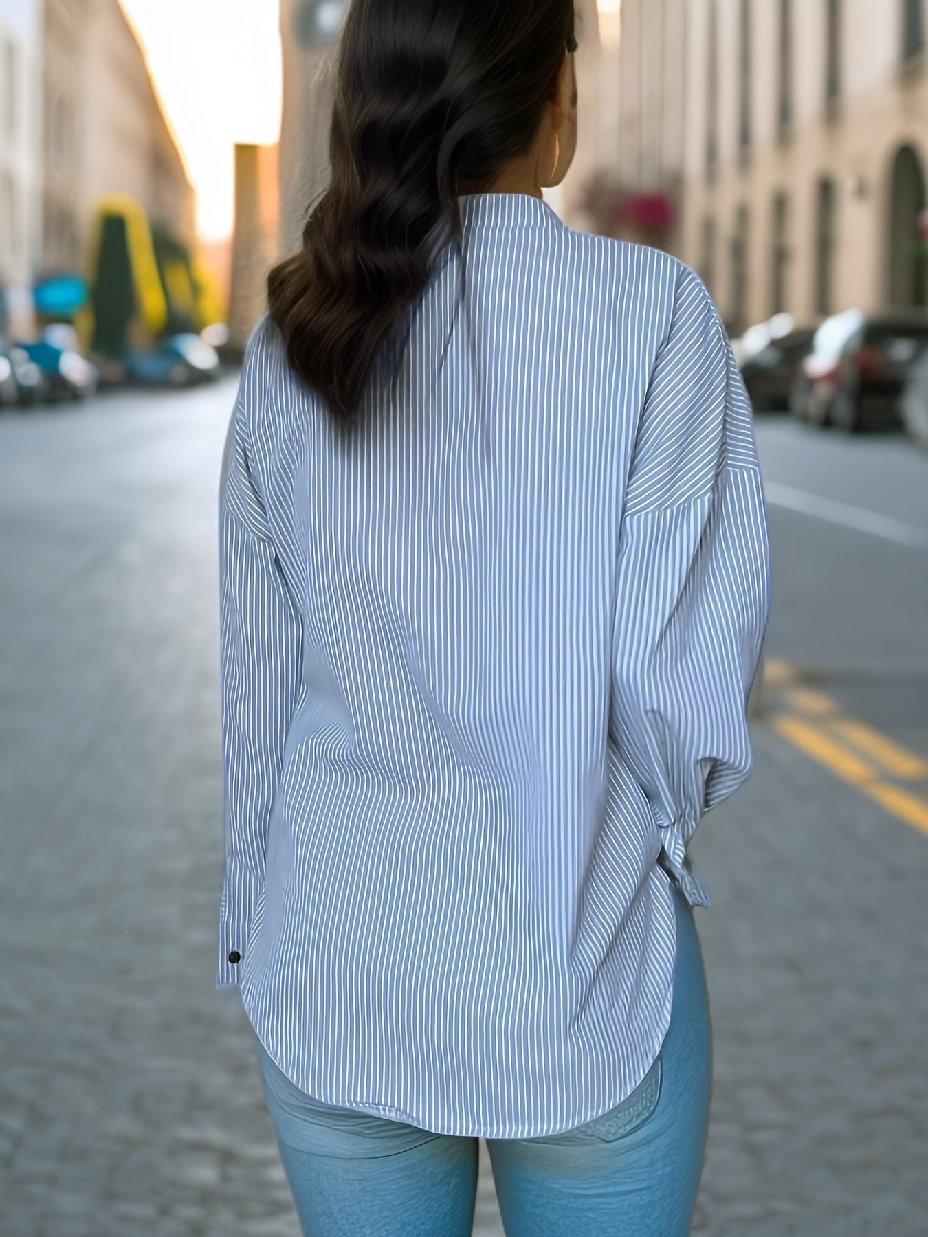 Mode North | Striped V-Neck Drop Shirt