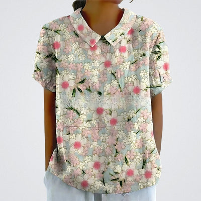 Linda | Floral linen blouse