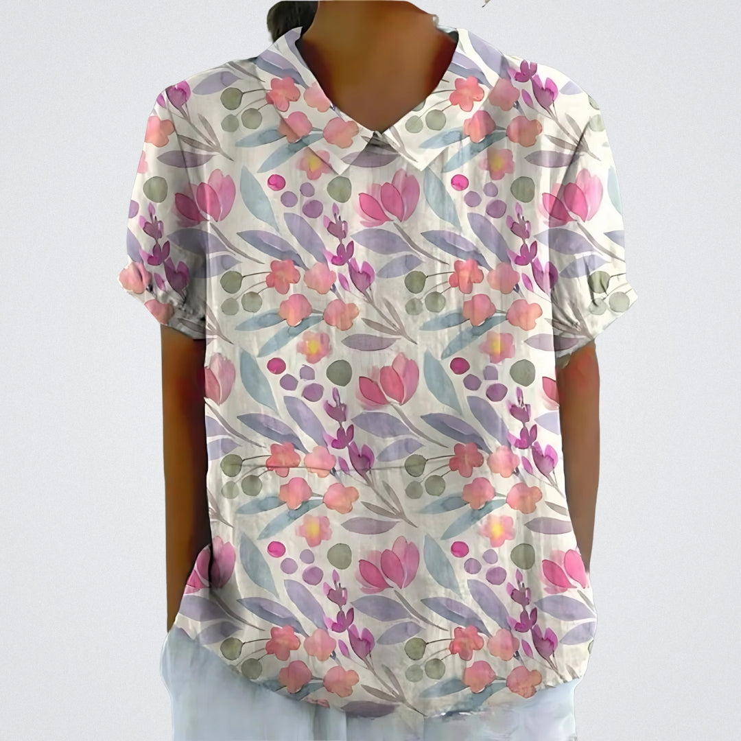 Linda | Floral linen blouse