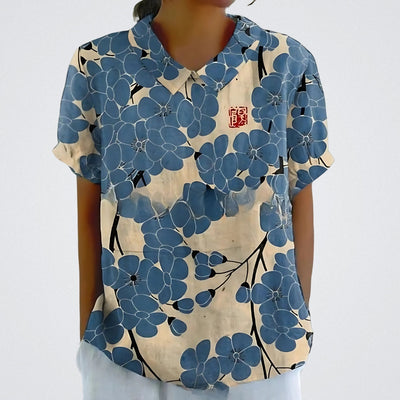 Linda | Floral linen blouse