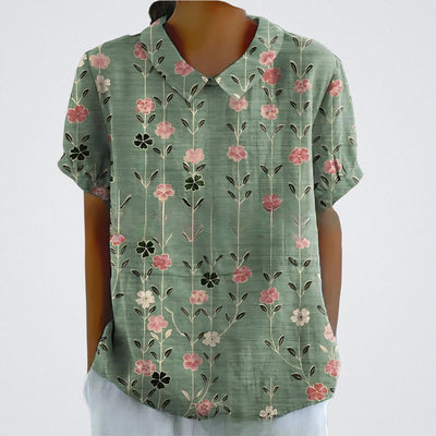 Linda | Floral linen blouse