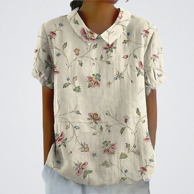 Linda | Floral linen blouse