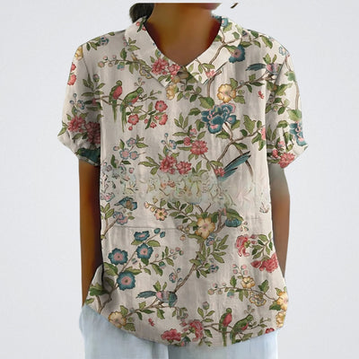 Linda | Floral linen blouse