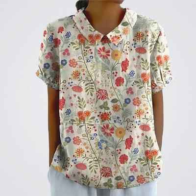 Linda | Floral linen blouse