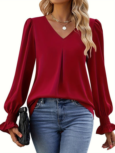 Mode North | Elegant V-Neck Chiffon Blouse