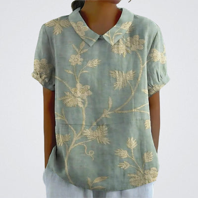 Linda | Floral linen blouse