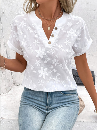 Mode North | Loose Floral V-Neck Shirt