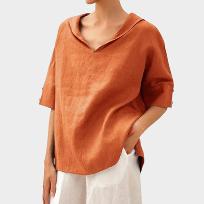 Liberty™ - Lightweight Blouse with Scoop Neck and Natural Style