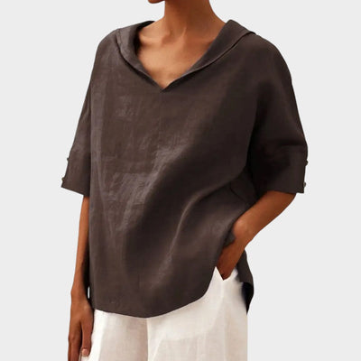 Liberty™ - Lightweight Blouse with Scoop Neck and Natural Style