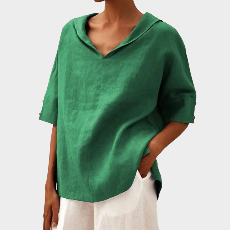 Liberty™ - Lightweight Blouse with Scoop Neck and Natural Style