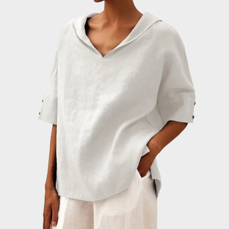 Liberty™ - Lightweight Blouse with Scoop Neck and Natural Style