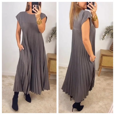 Sabrine™ - Women's Pleated Dress with Color Details