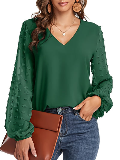 Mode North | Swiss Dot V-Neck Shirt
