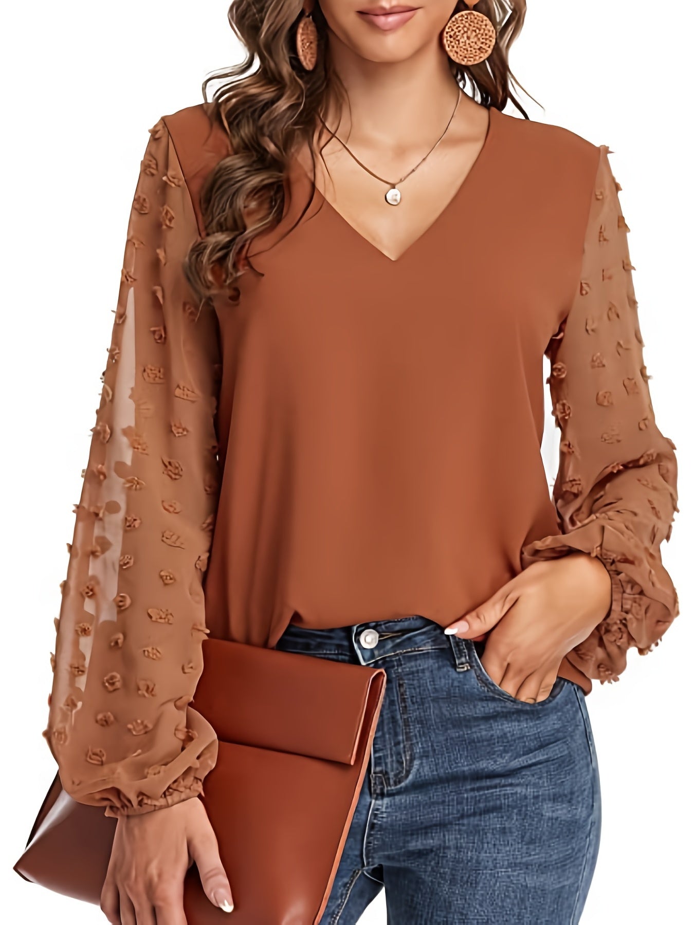Mode North | Swiss Dot V-Neck Shirt