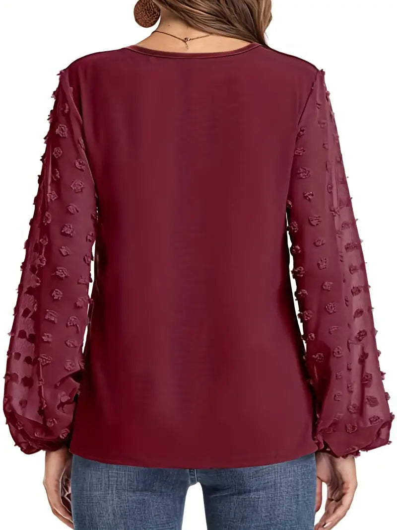 Mode North | Swiss Dot V-Neck Shirt