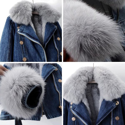 Cheryl™ Chic Faux Fur Denim Jacket