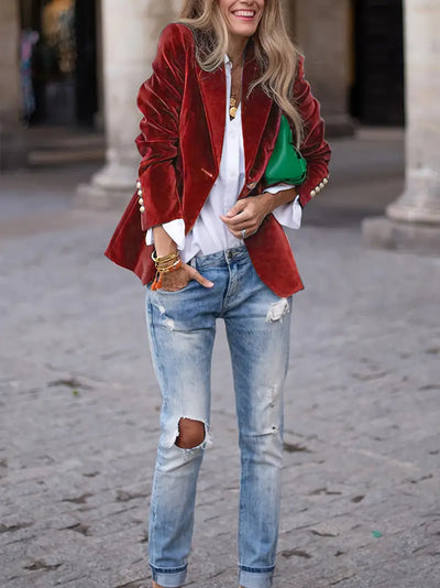 Caterina™ | Elegant Velvet Blazer