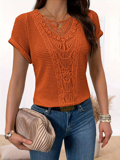 Mode North | Lace Splicing Crew Neck T-Shirt