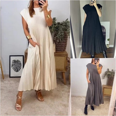 Sabrine™ - Women's Pleated Dress with Color Details