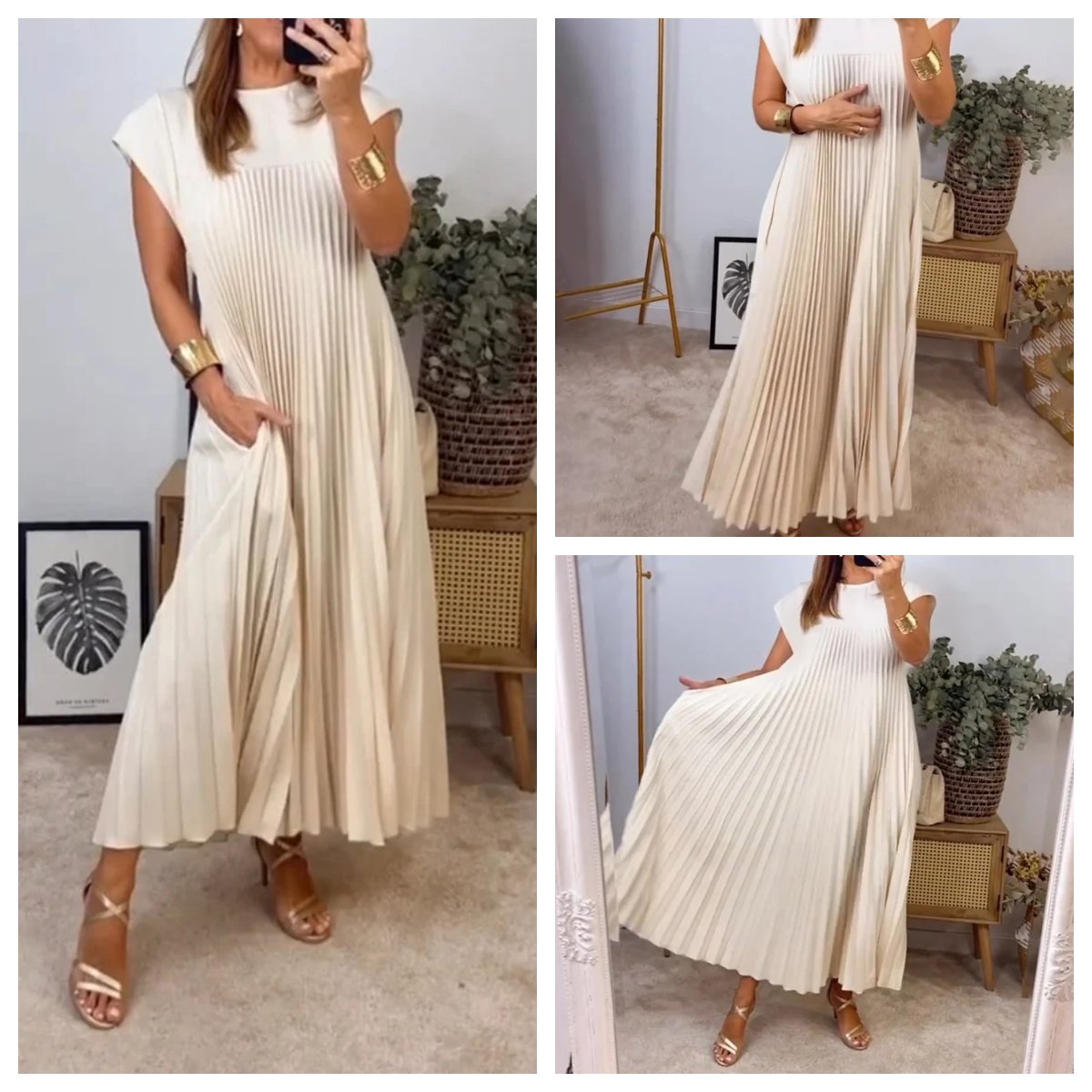 Sabrine™ - Women's Pleated Dress with Color Details
