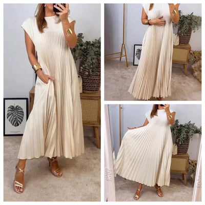 Sabrine™ - Women's Pleated Dress with Color Details