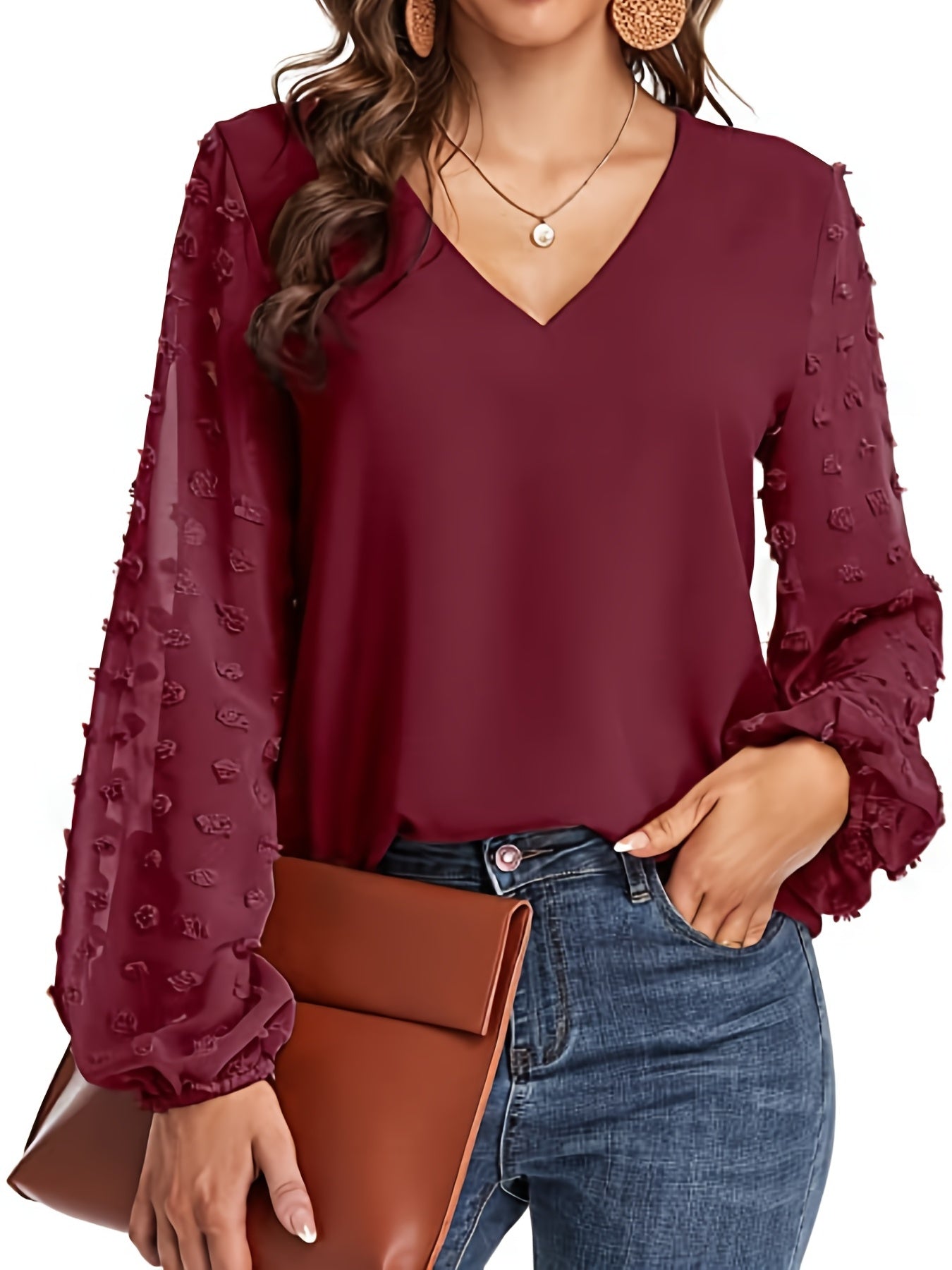 Mode North | Swiss Dot V-Neck Shirt
