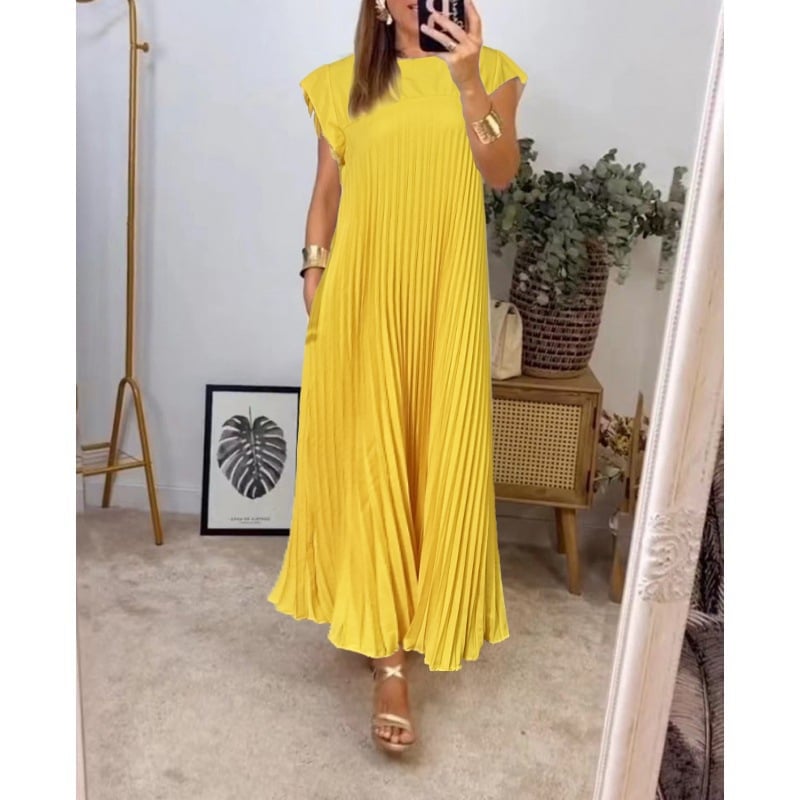 Sabrine™ - Women's Pleated Dress with Color Details