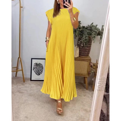 Sabrine™ - Women's Pleated Dress with Color Details