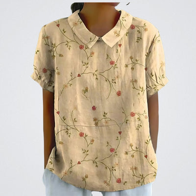 Linda | Floral linen blouse