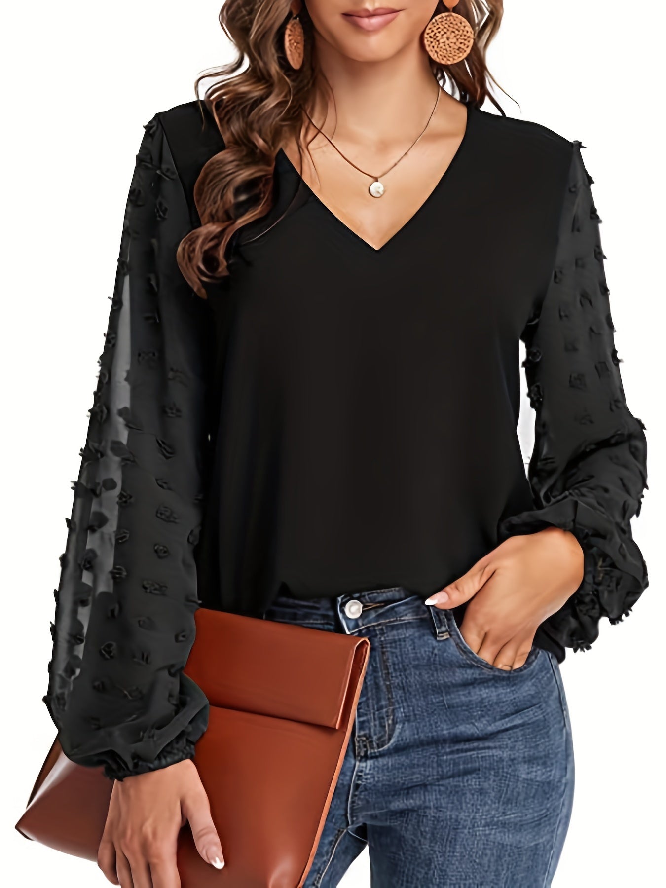 Mode North | Swiss Dot V-Neck Shirt