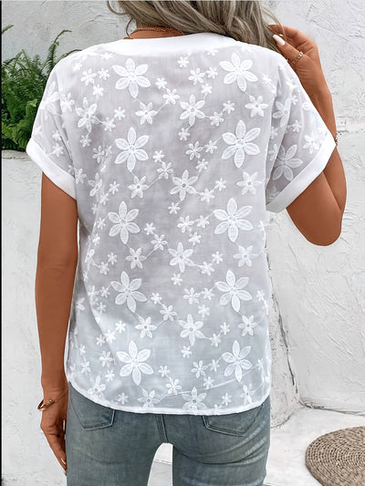 Mode North | Loose Floral V-Neck Shirt