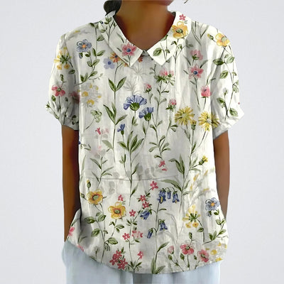 Linda | Floral linen blouse