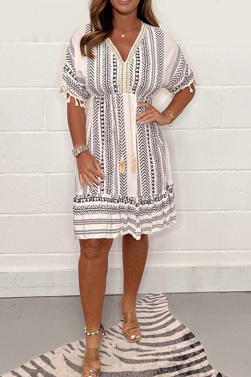 Indira™ - Vintage Bohemian Ethnic Print Dress