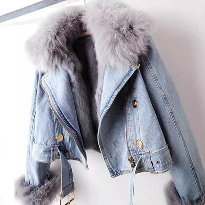 Cheryl™ Chic Faux Fur Denim Jacket