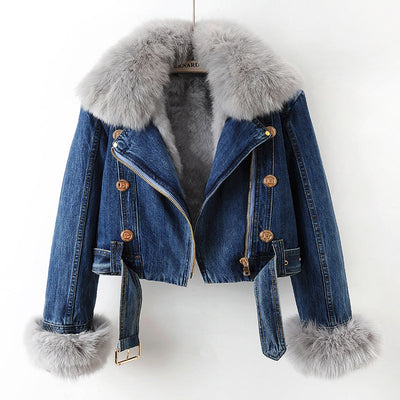 Cheryl™ Chic Faux Fur Denim Jacket