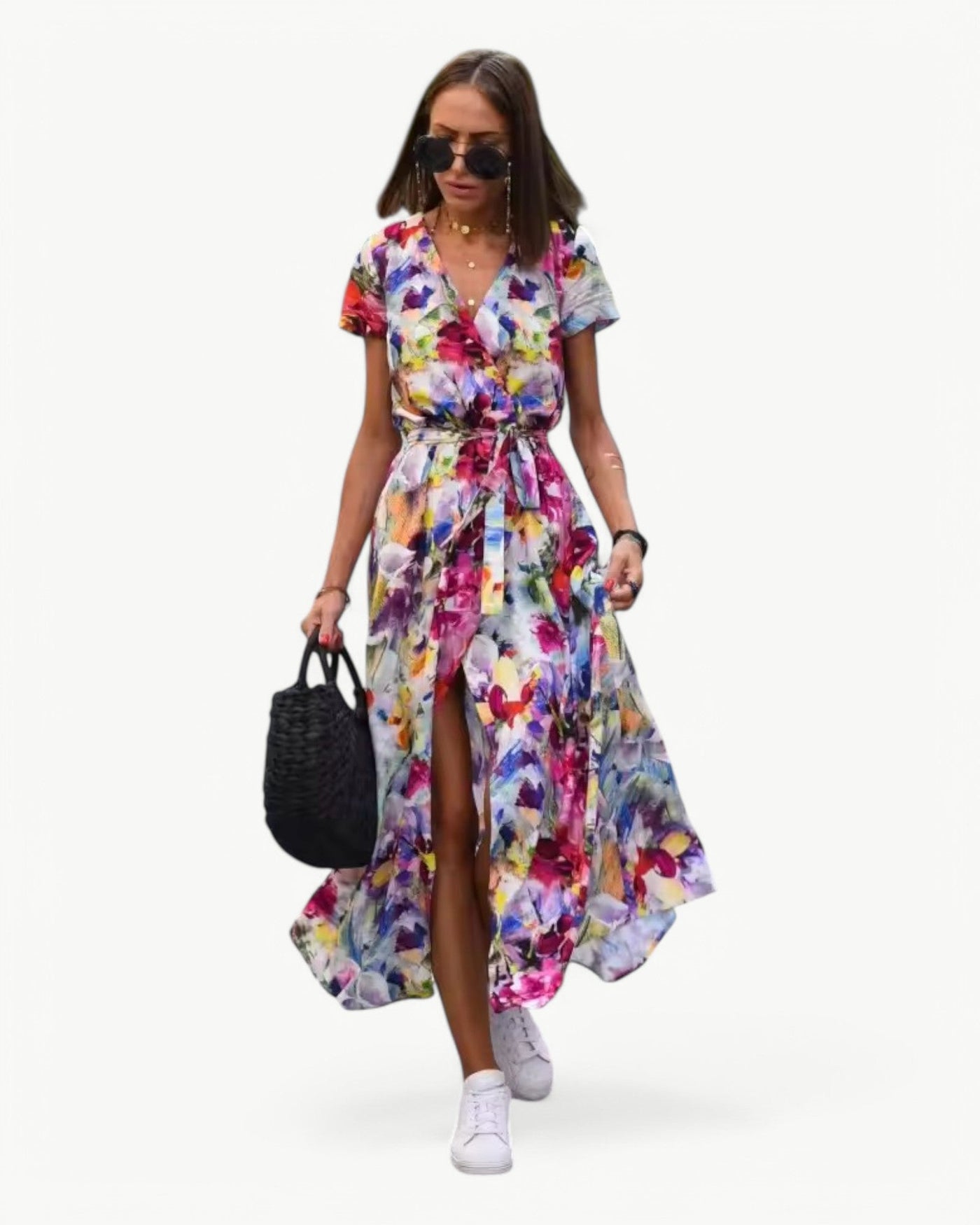 Désirée – Patterned Summer Dress with V-Neckline
