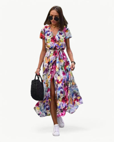 Désirée – Patterned Summer Dress with V-Neckline