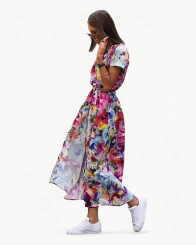 Désirée – Patterned Summer Dress with V-Neckline