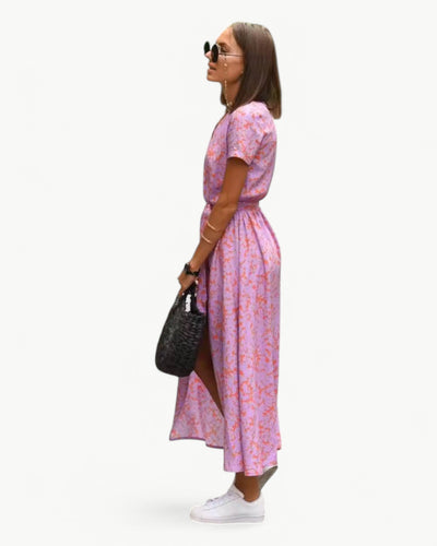 Désirée – Patterned Summer Dress with V-Neckline