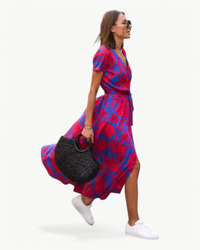 Désirée – Patterned Summer Dress with V-Neckline