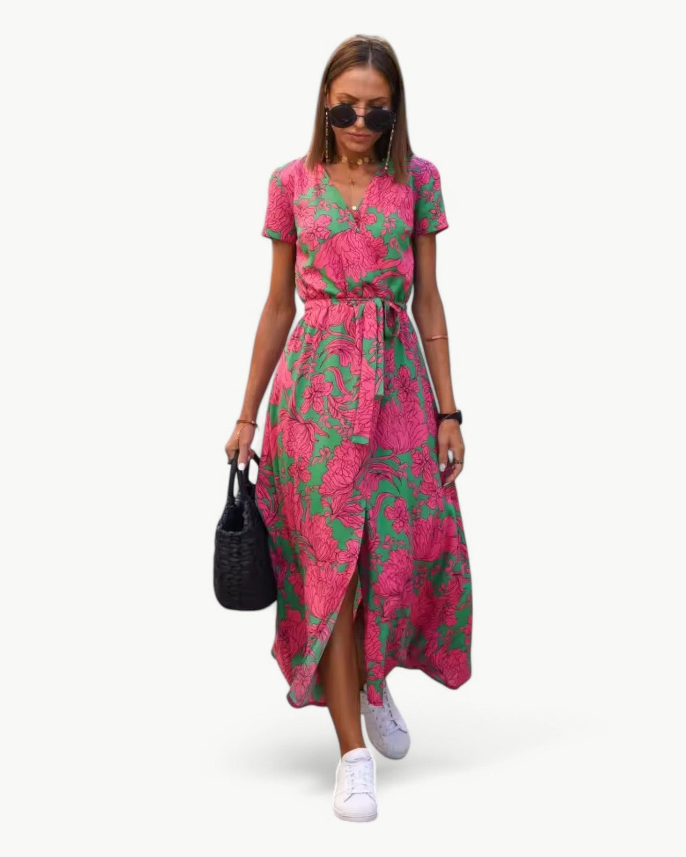 Désirée – Patterned Summer Dress with V-Neckline