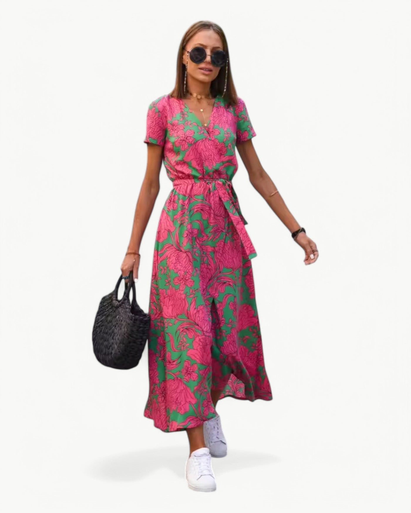 Désirée – Patterned Summer Dress with V-Neckline