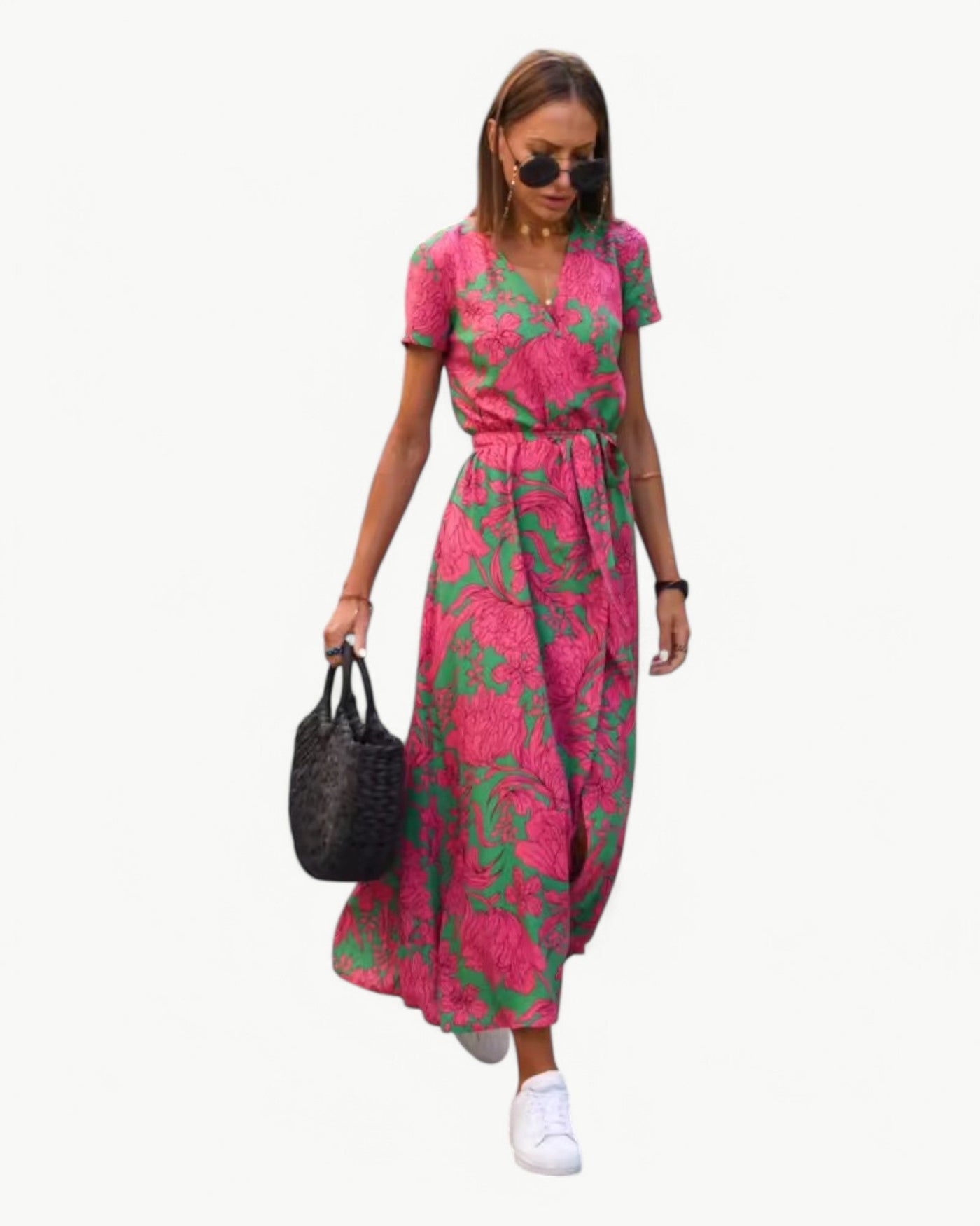 Désirée – Patterned Summer Dress with V-Neckline