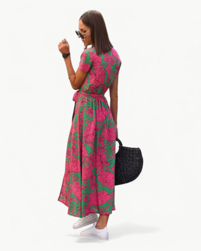 Désirée – Patterned Summer Dress with V-Neckline