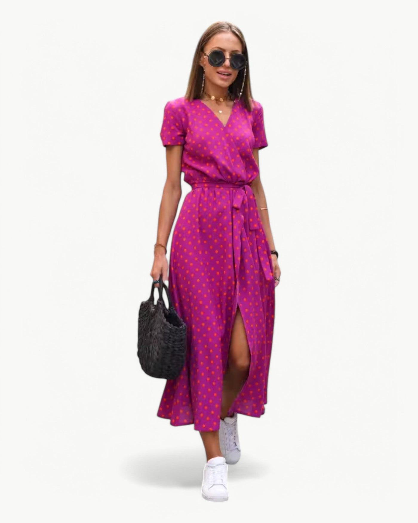 Désirée – Patterned Summer Dress with V-Neckline