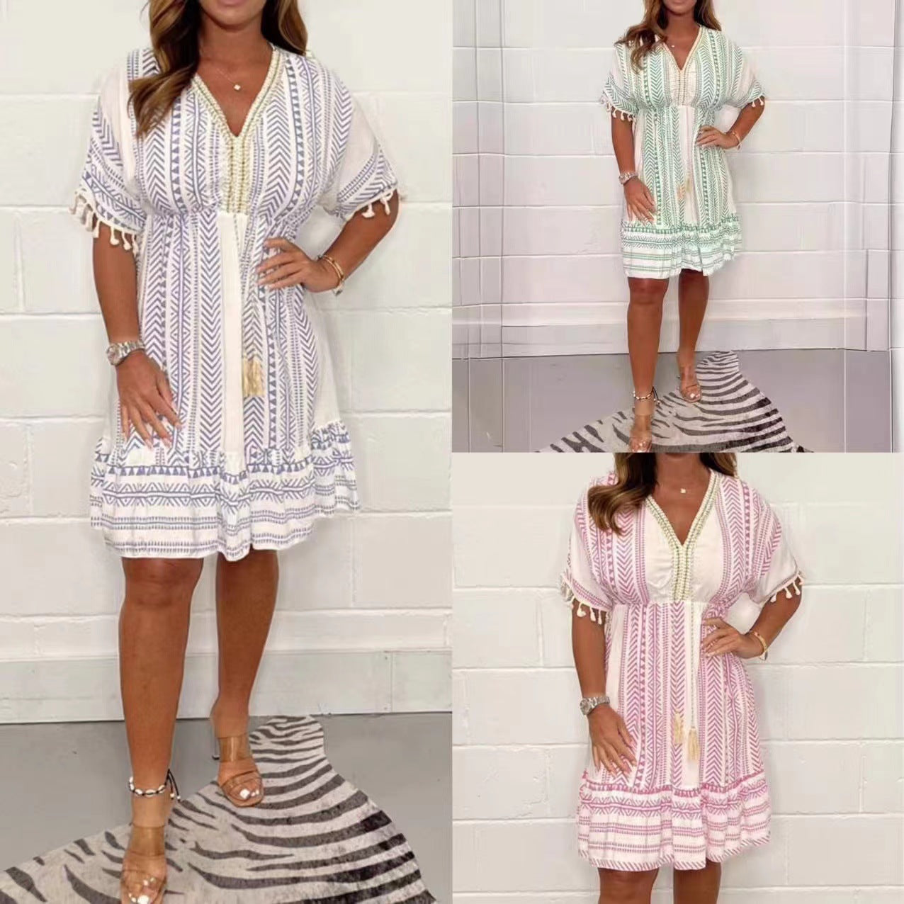 Indira™ - Vintage Bohemian Ethnic Print Dress
